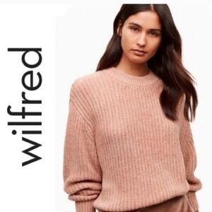Aritzia Wilfred Frew Chenile Swearter In Light Pink/peach